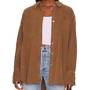 Free People We The Free Baby Cord Buttondown Shirt Jacket - Size Small